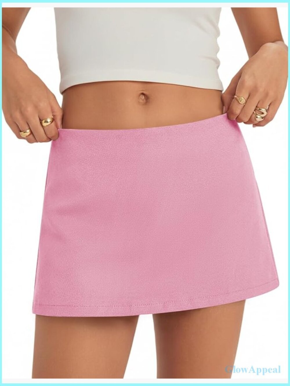 Low Rise Mini Skort with Built-in Shorts Cotton Linen A-Line Streetwear